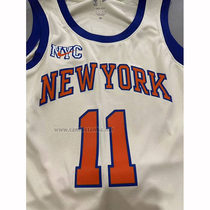 Camiseta New York Knicks Jalen Brunson NO 11 Ciudad 2025-26 Crema